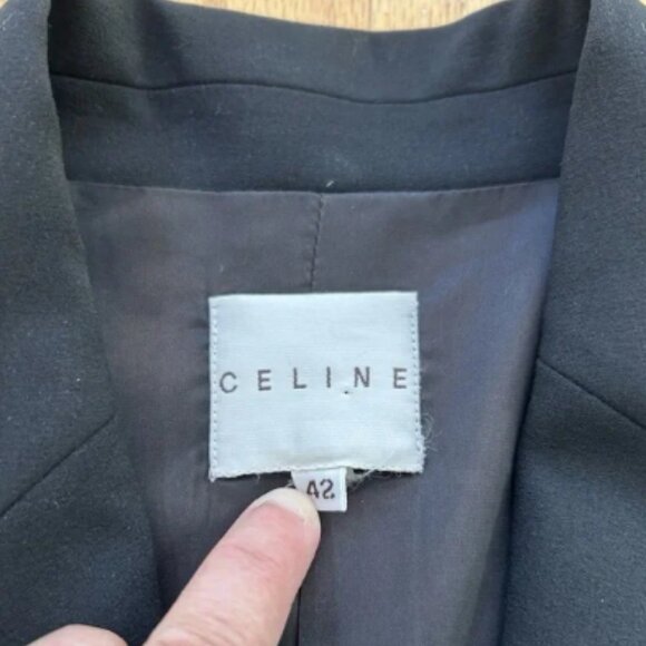 CELINE Paris Womens Blazer Jacket Size 42 Black Wool 2 Button France - Picture 3 of 10